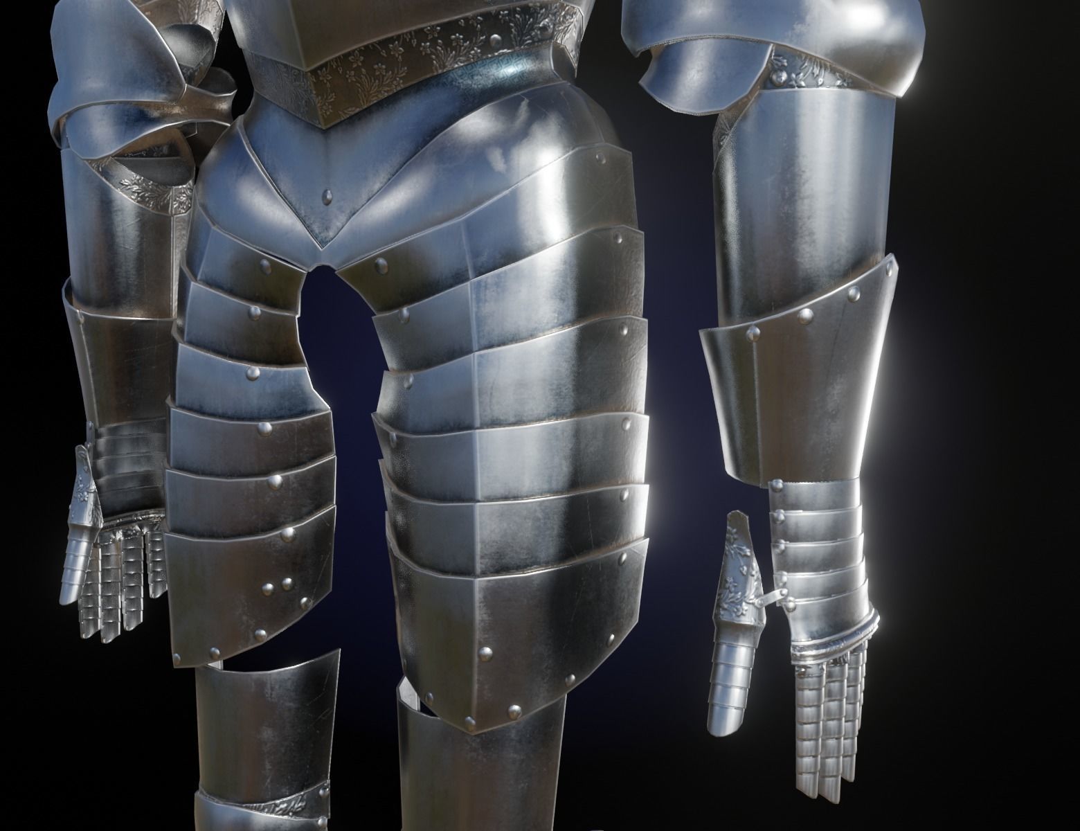 Medieval Knight Armor Low-poly 3D model_4