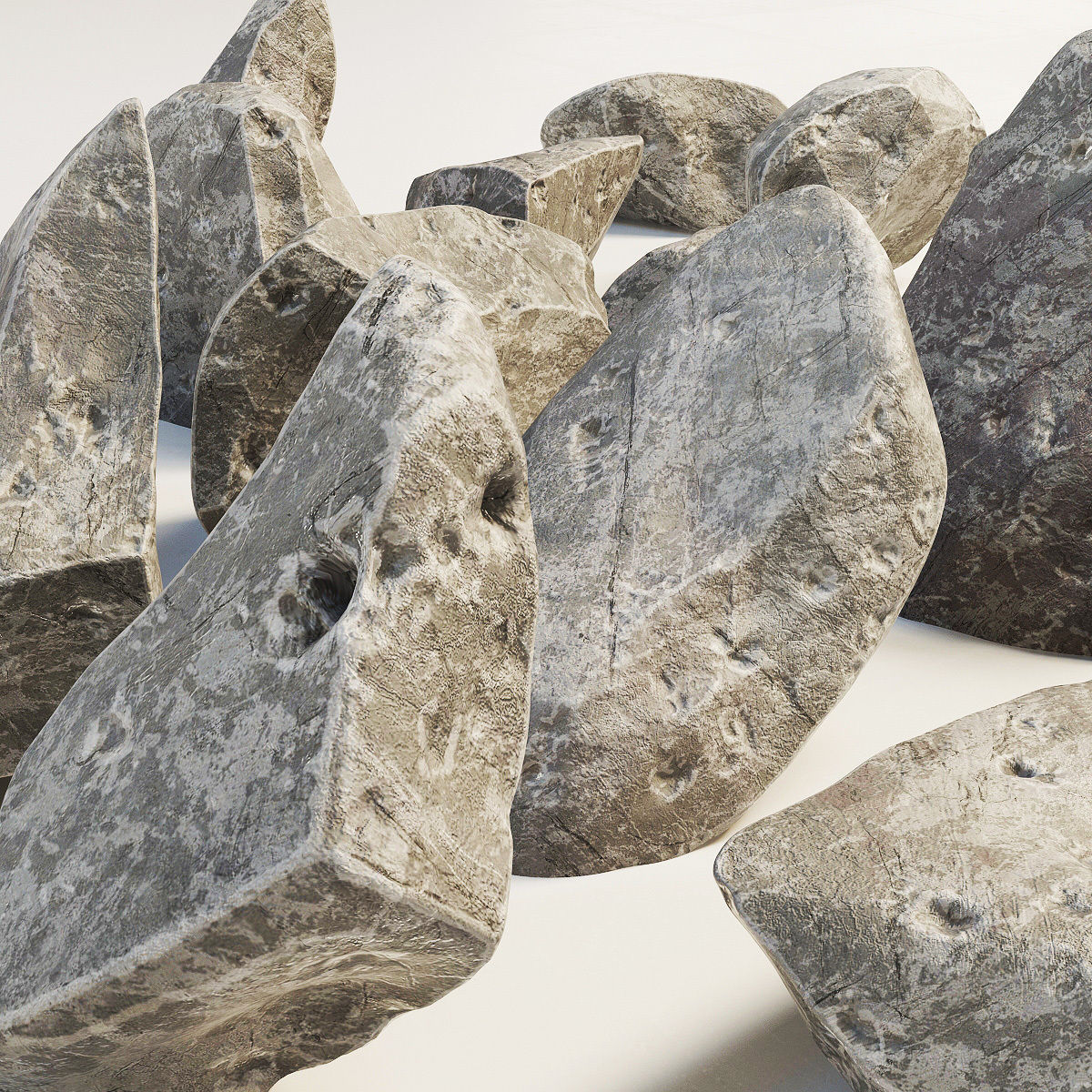 Stone rock river splinter n1a 3D model_7