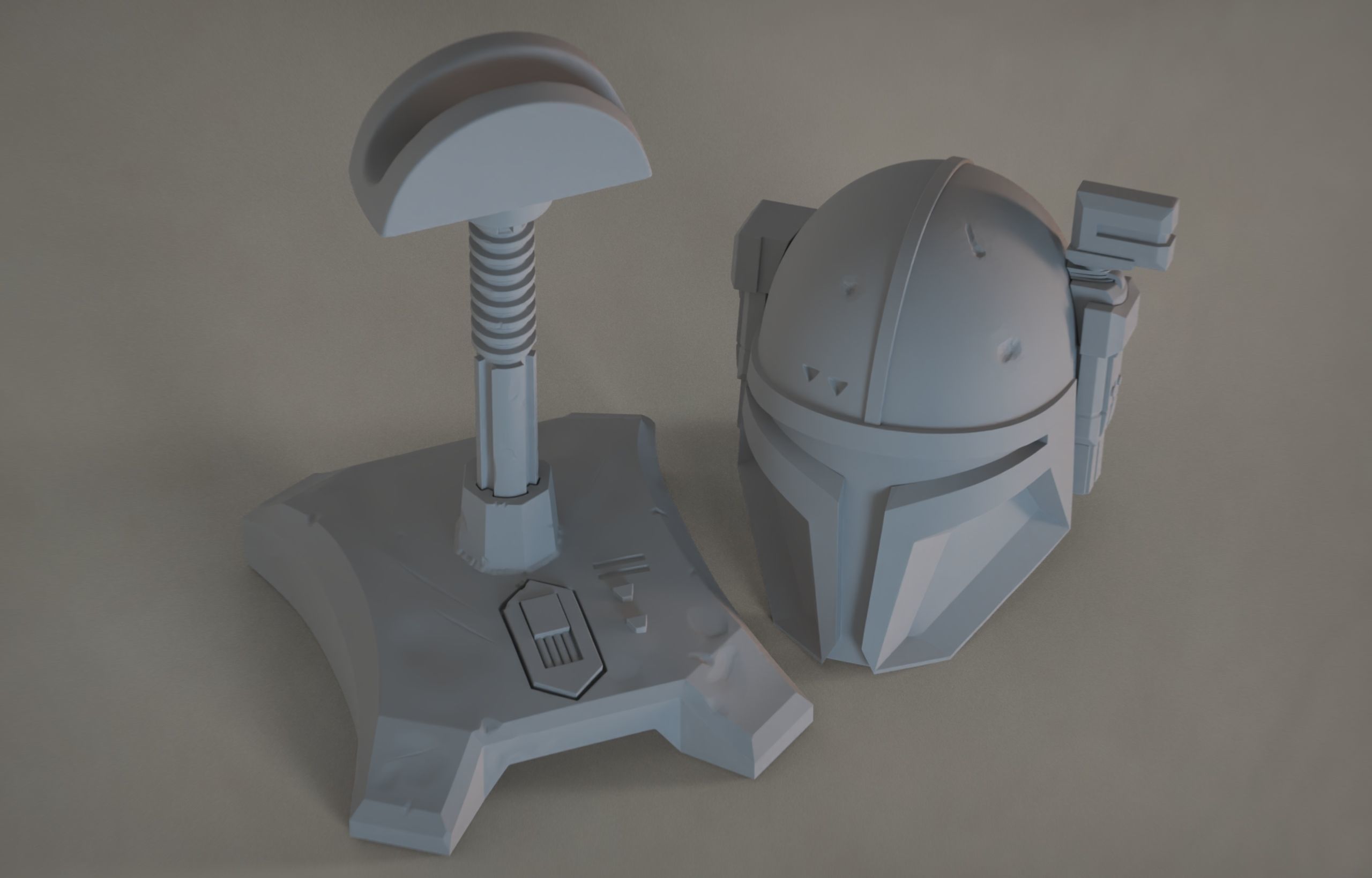 The 3 Mandalorians three star wars helmets on table 3D print model_11