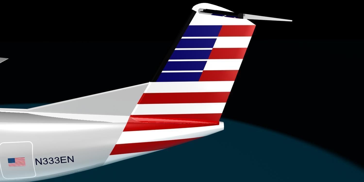 American Airlines dash 8-300 3D model_1