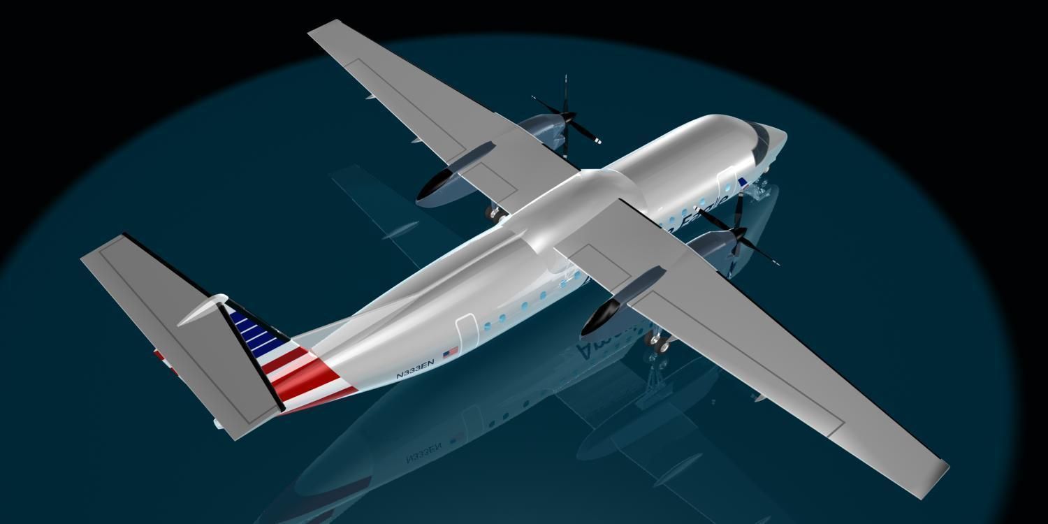 American Airlines dash 8-300 3D model_10
