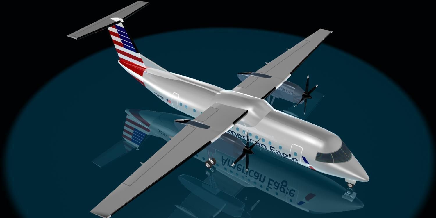 American Airlines dash 8-300 3D model_4