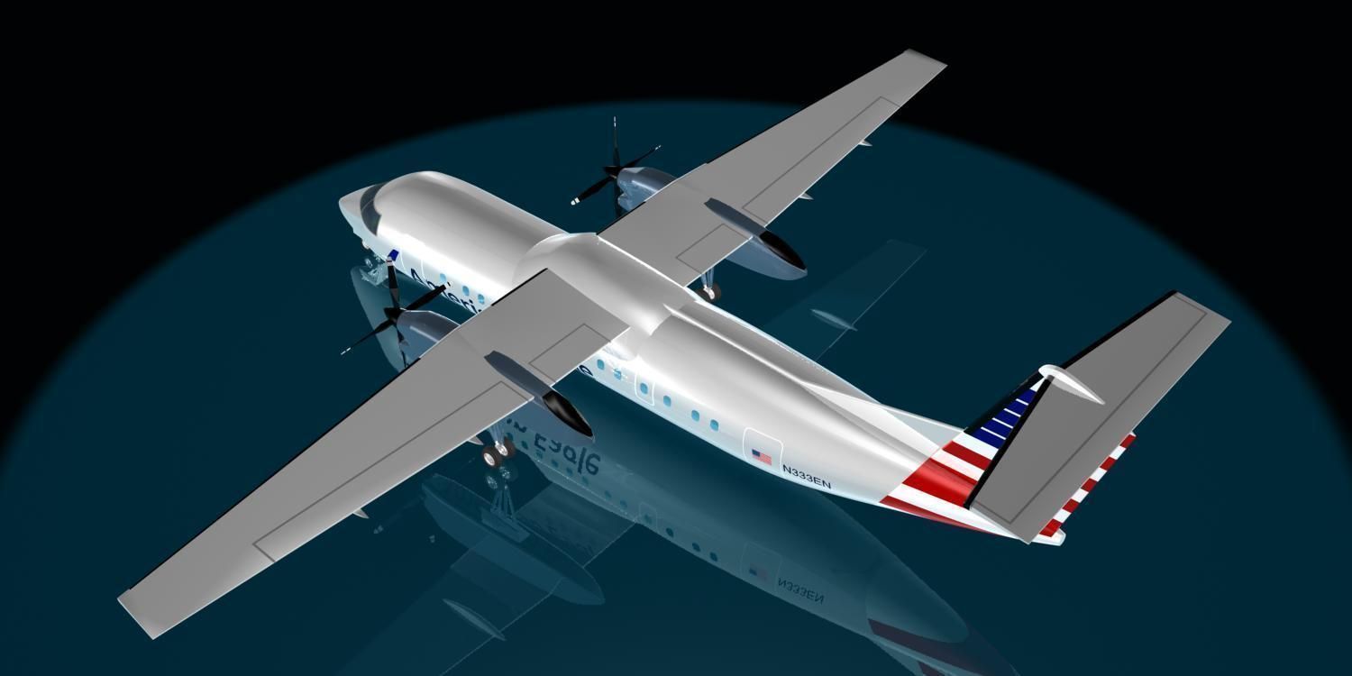 American Airlines dash 8-300 3D model_11