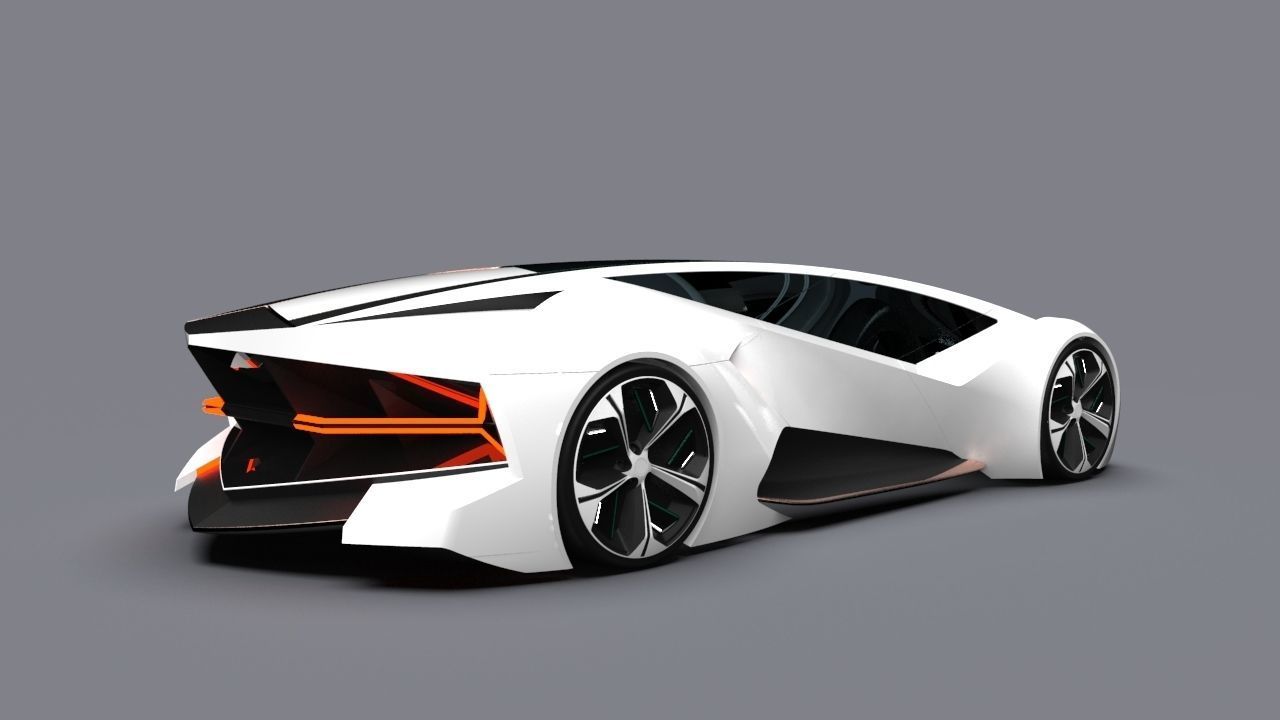 Futuristic asymmetric sports car concept 3D CGTrader