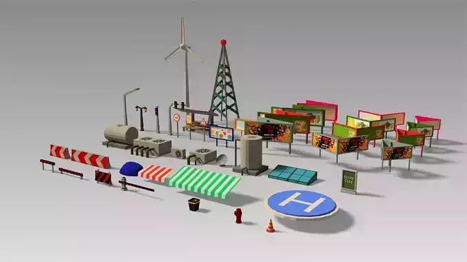 Urban and roof props Set