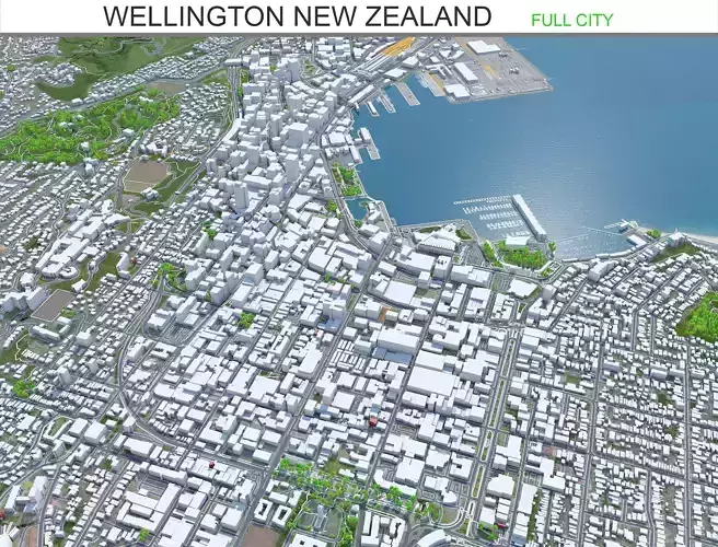 Wellington New Zealand Low-poly 3D model