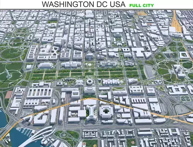 Washington DC USA Low-poly 3D model
