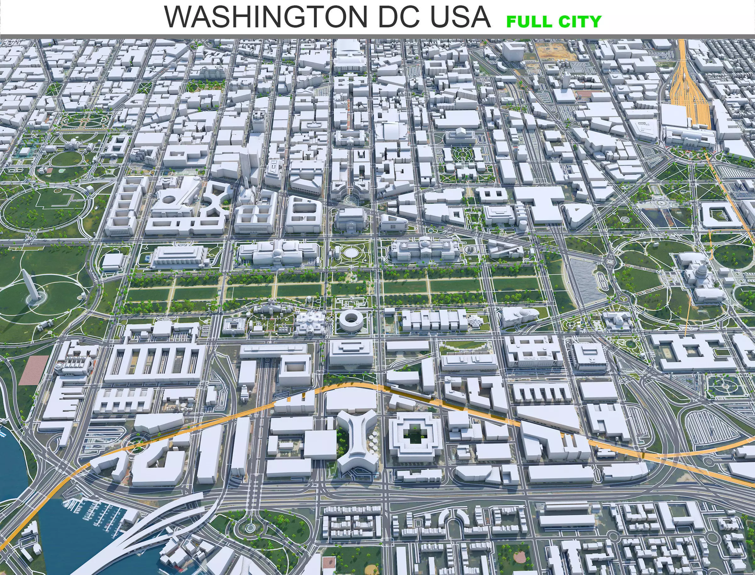 Washington DC USA Low-poly 3D model