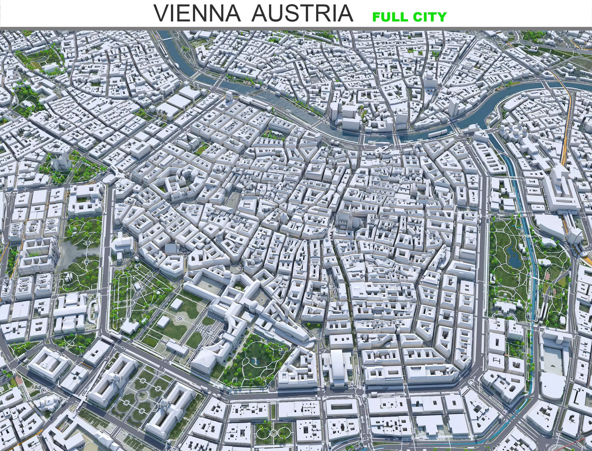 Vienna City in Austria Low-poly 3D model