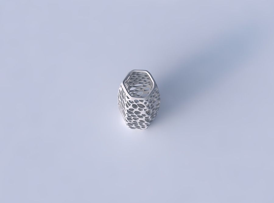 Vase hexagon with twisted dense organic lattice 3D print model_2