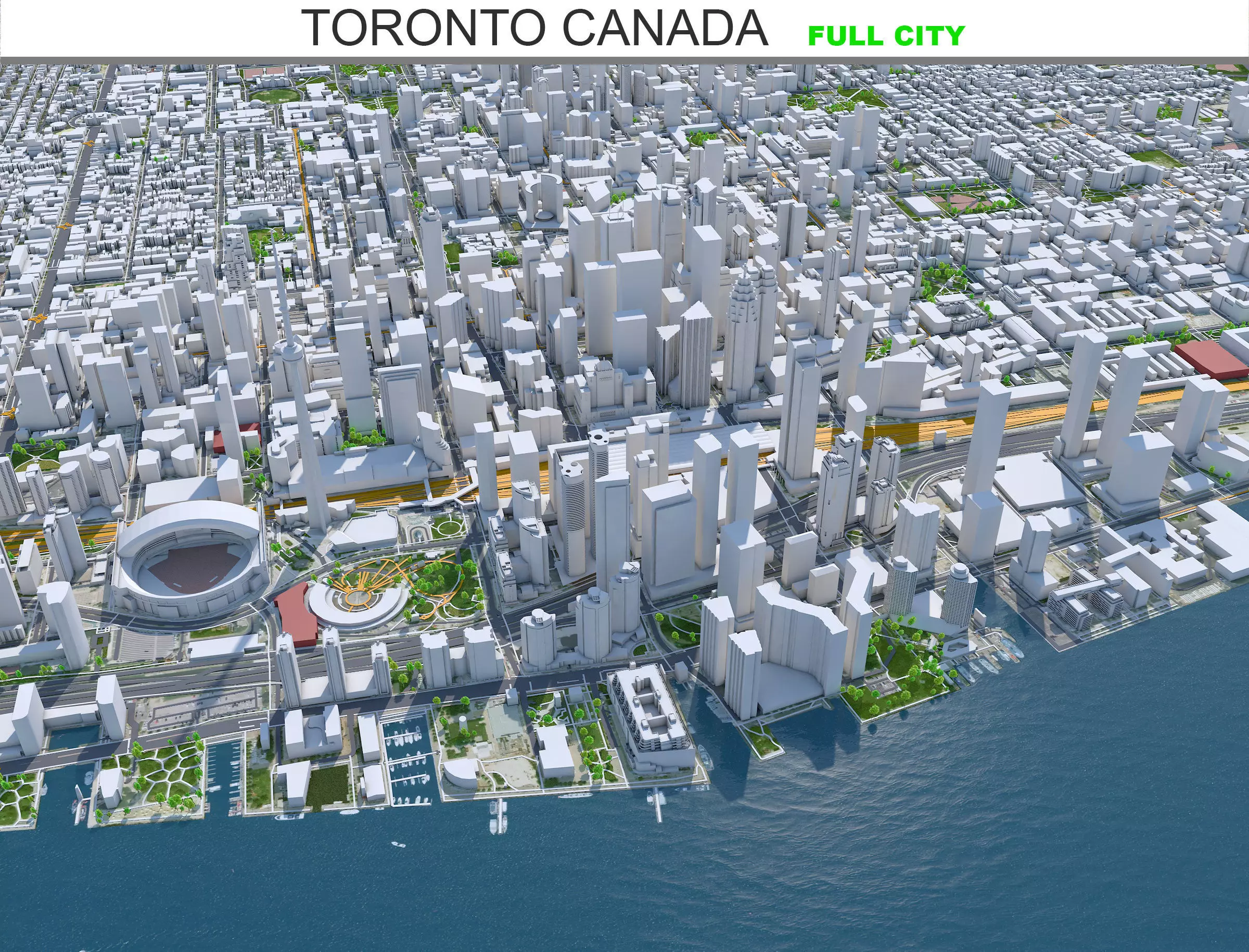 Toronto City in Canada Low-poly 3D model