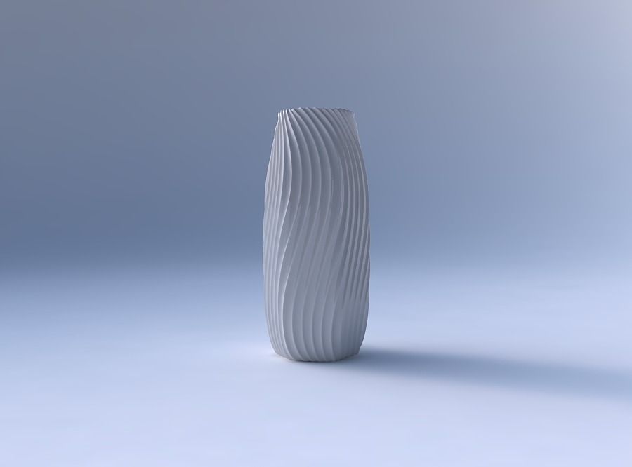 Vase hexagon with wavy extruded lines 4 3D print model_4
