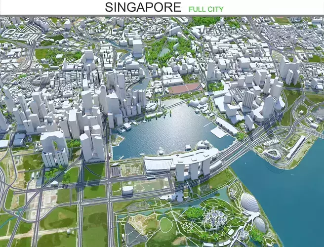 Singapore Full City Low-poly 3D model