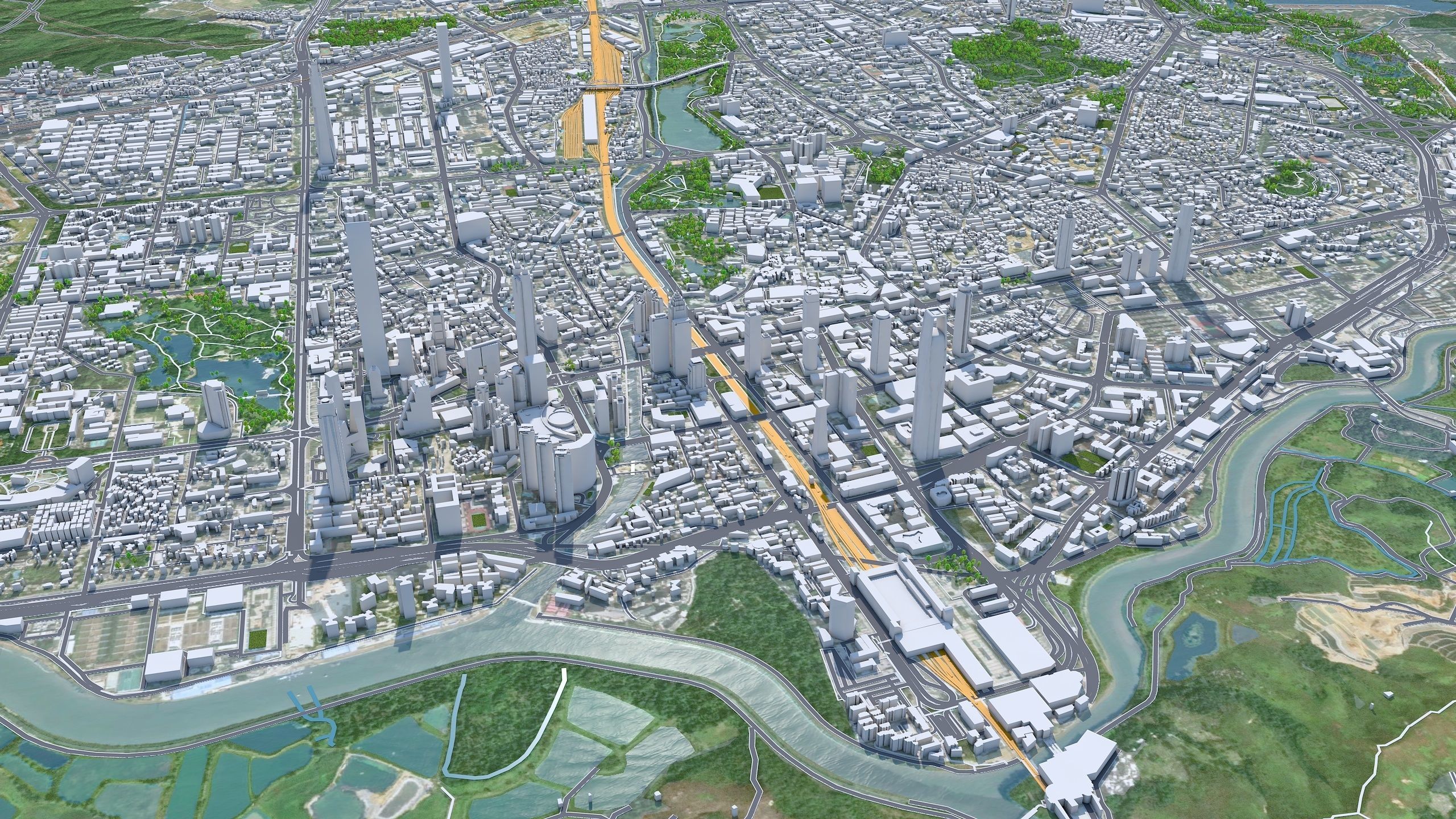 Shenzhen City China Low-poly 3D model_5