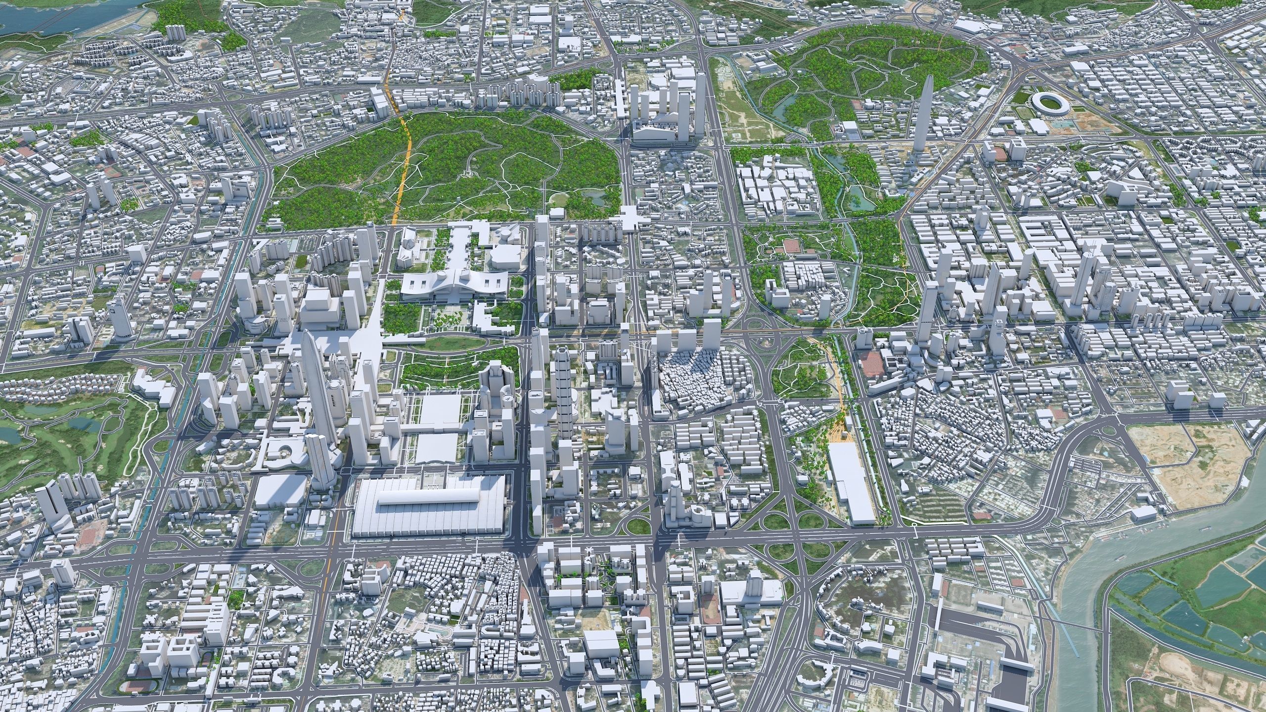Shenzhen City China Low-poly 3D model_2