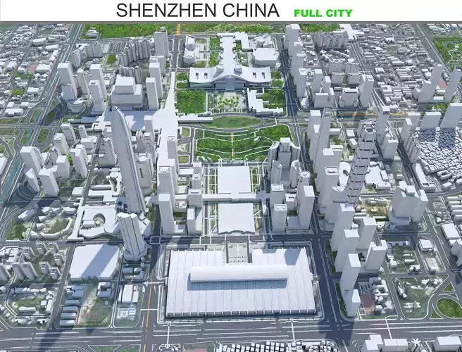 Shenzhen City China Low-poly 3D model