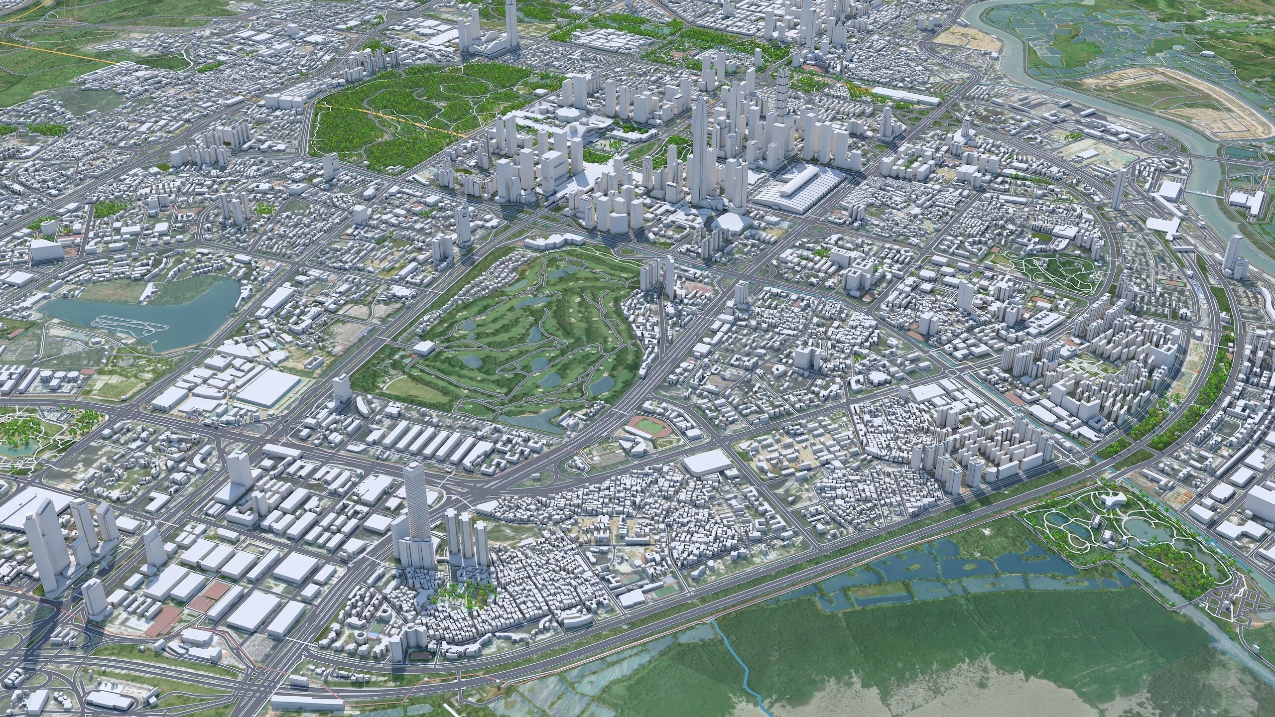 Shenzhen City China Low-poly 3D model_6