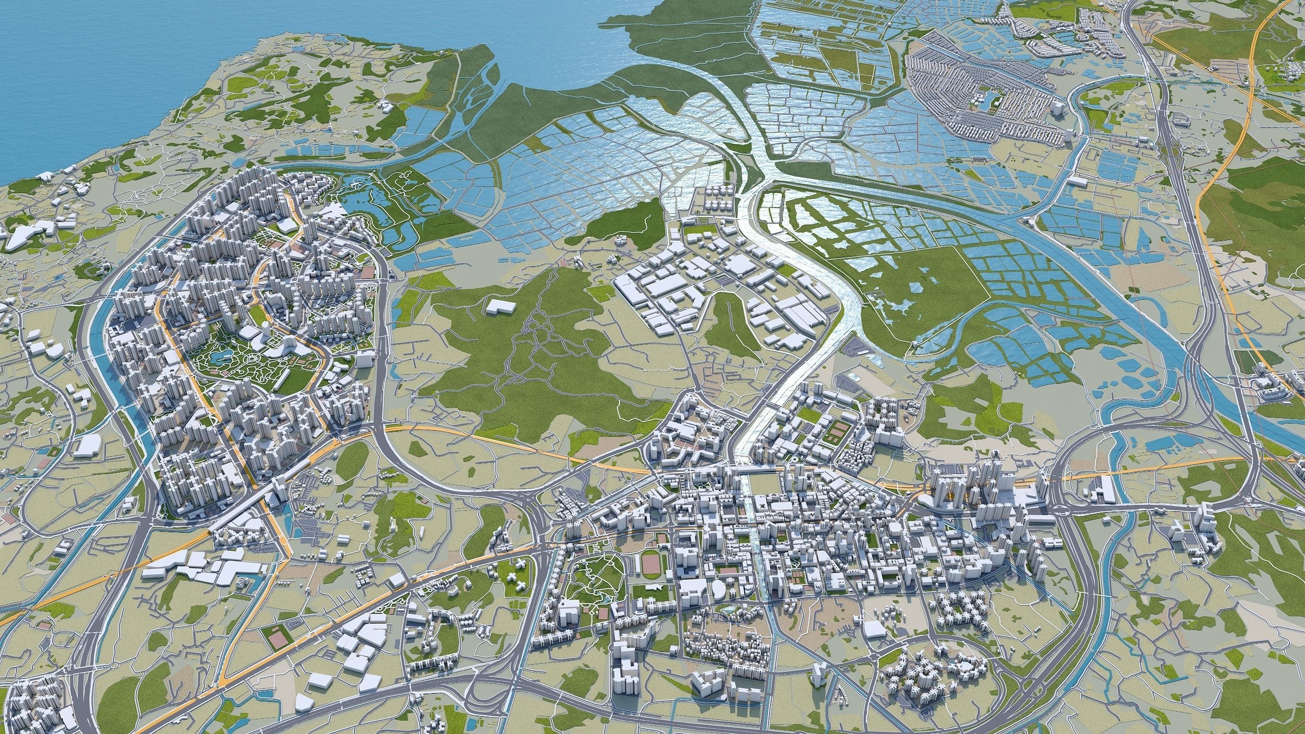 Shenzhen City China Low-poly 3D model_15