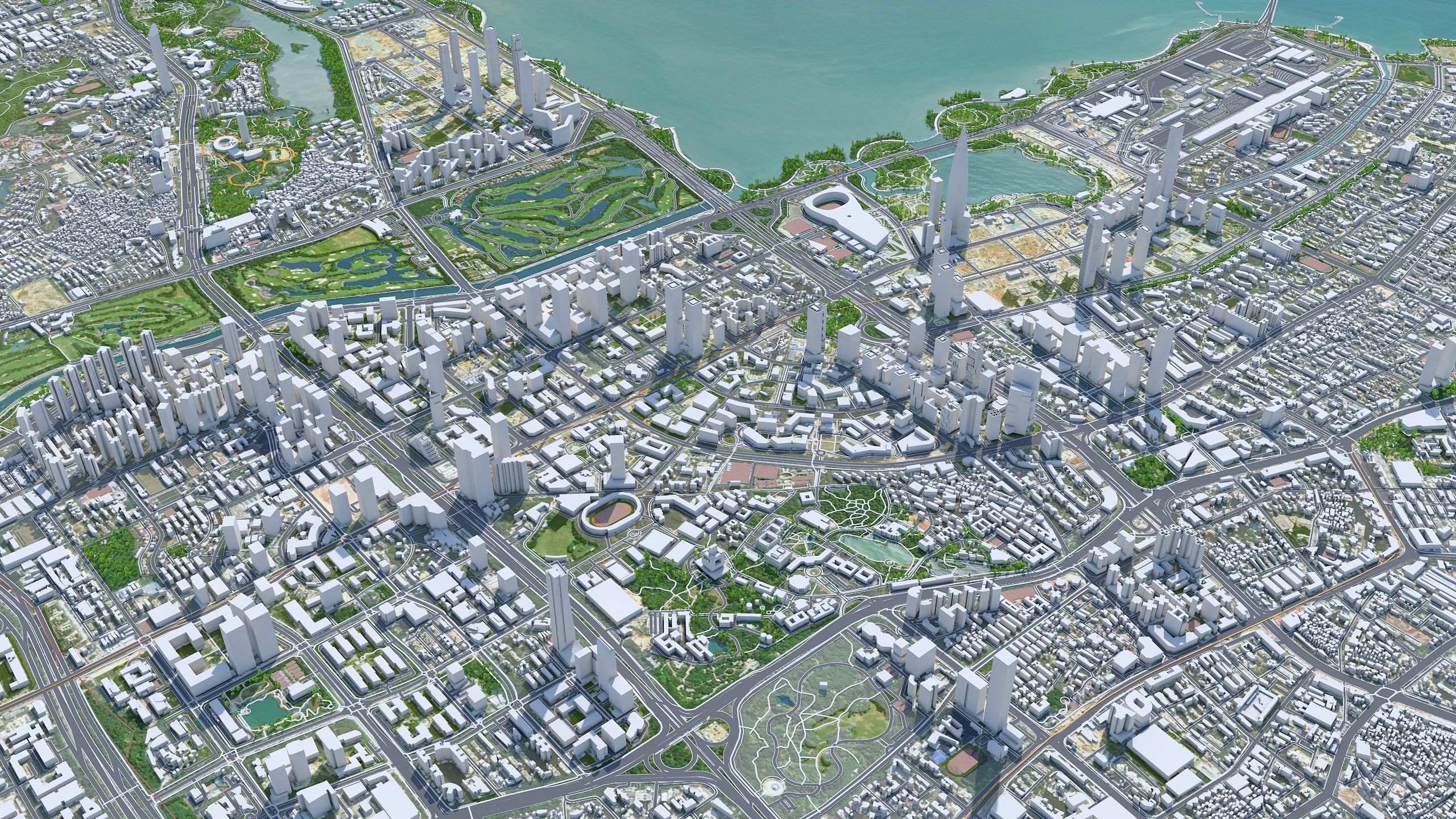 Shenzhen City China Low-poly 3D model_9