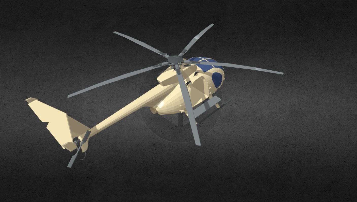 MH-6 helicopter Low-poly 3D model_2