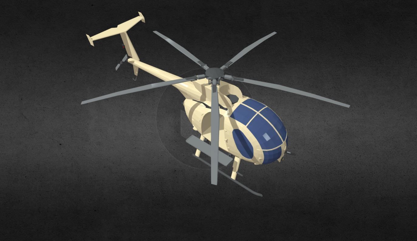 MH-6 helicopter Low-poly 3D model_1