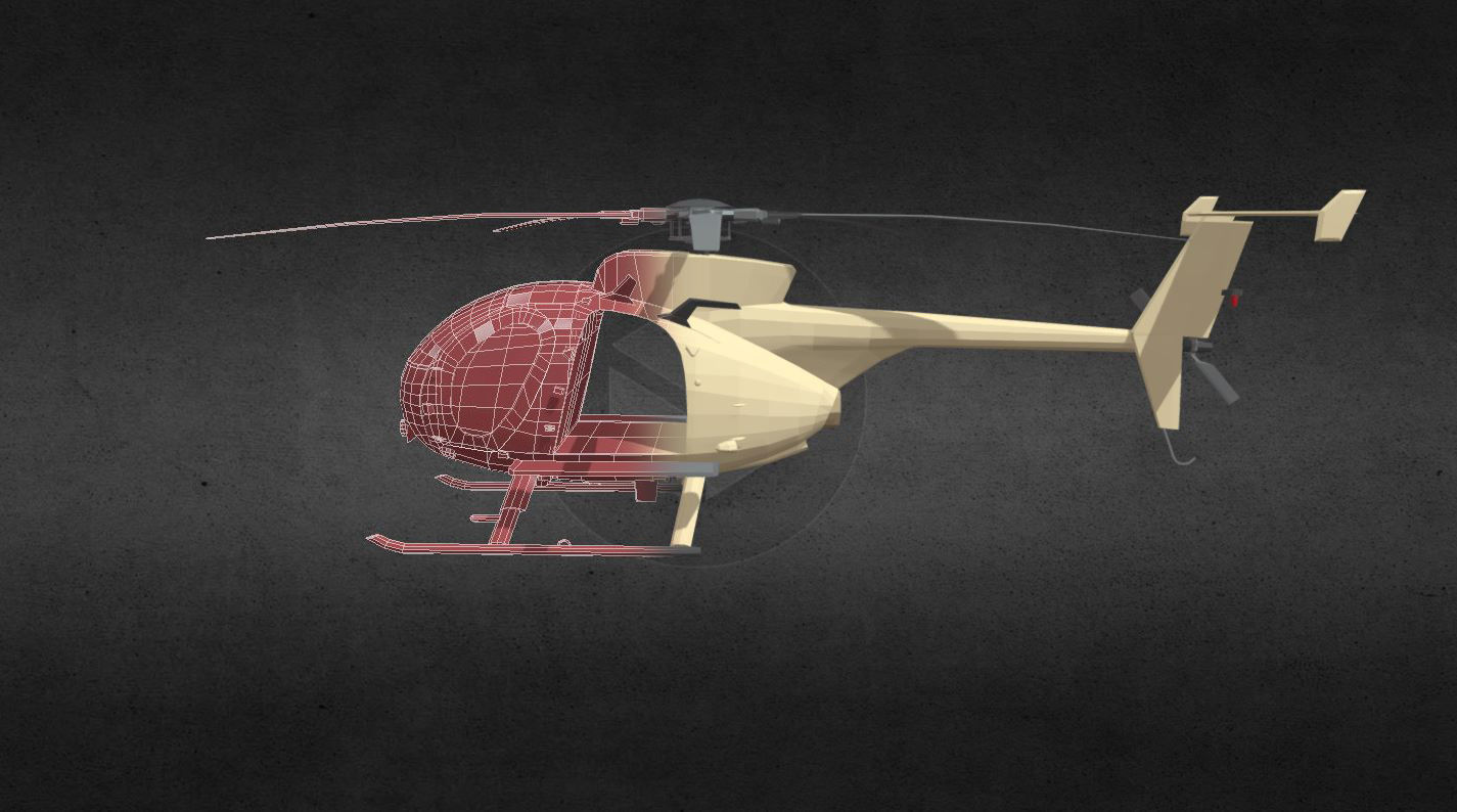 MH-6 helicopter Low-poly 3D model_7