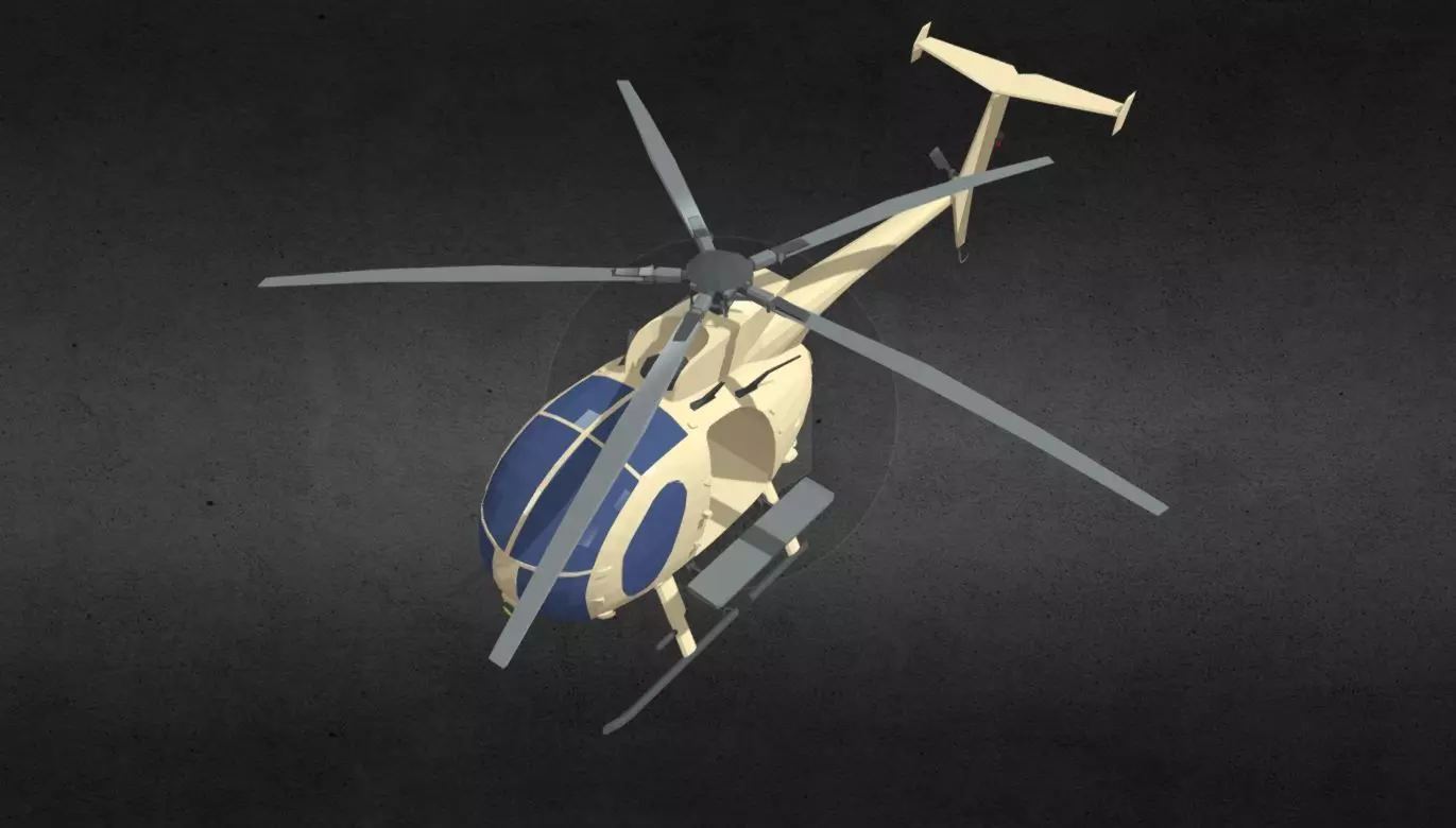 MH-6 helicopter Low-poly 3D model_0