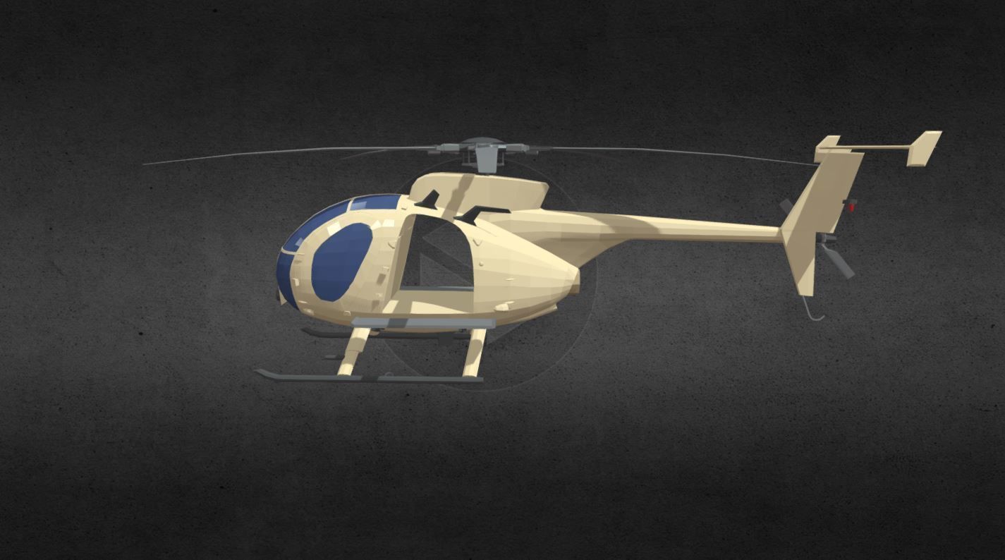 MH-6 helicopter Low-poly 3D model_5