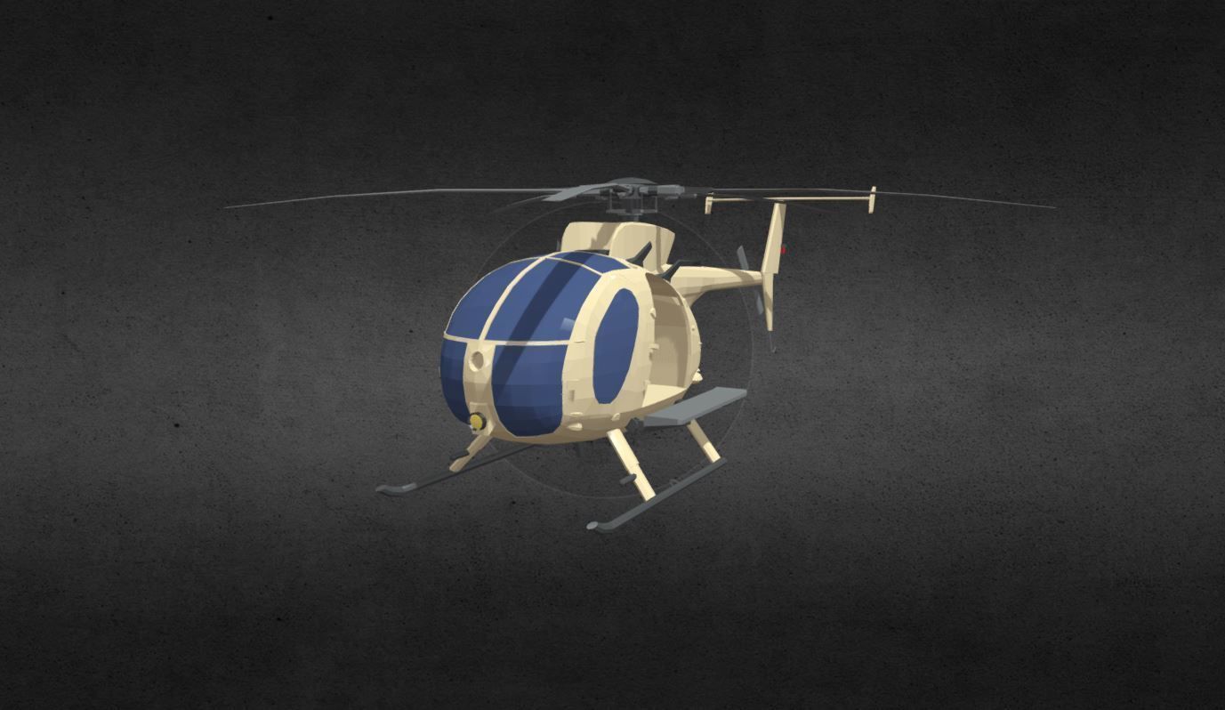 MH-6 helicopter Low-poly 3D model_4