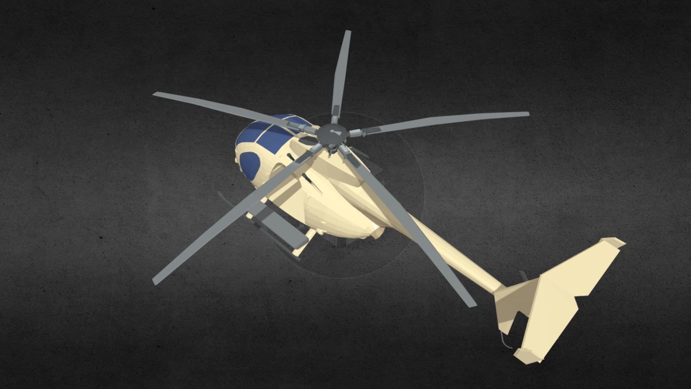 MH-6 helicopter Low-poly 3D model_3