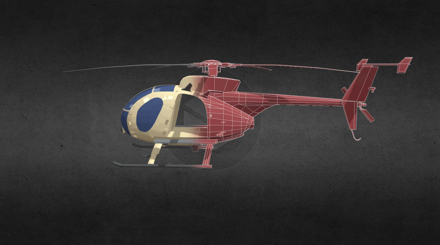 MH-6 helicopter Low-poly 3D model_6