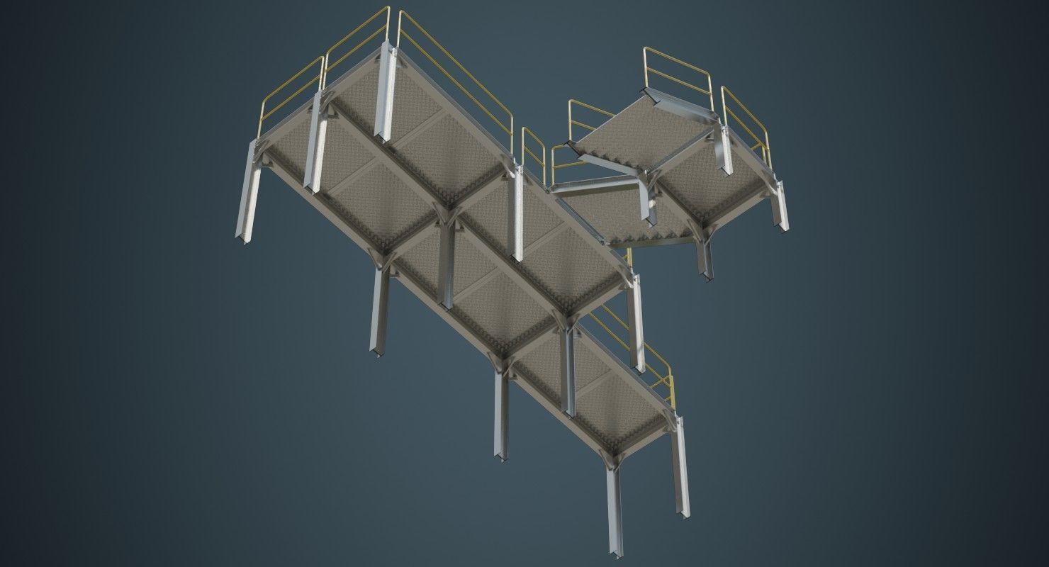 Industrial Platform 1A Low-poly 3D model_2
