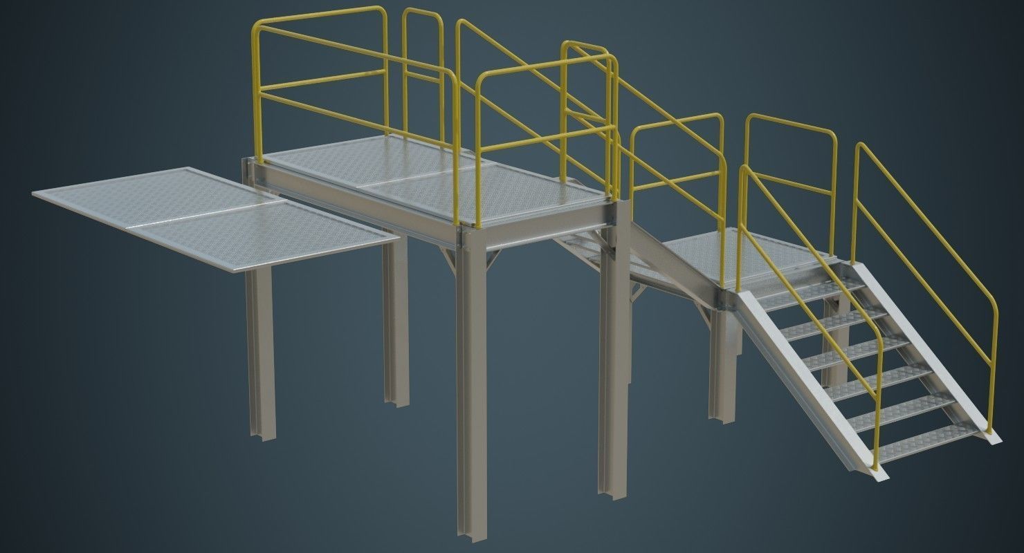 Industrial Platform 1A Low-poly 3D model_4