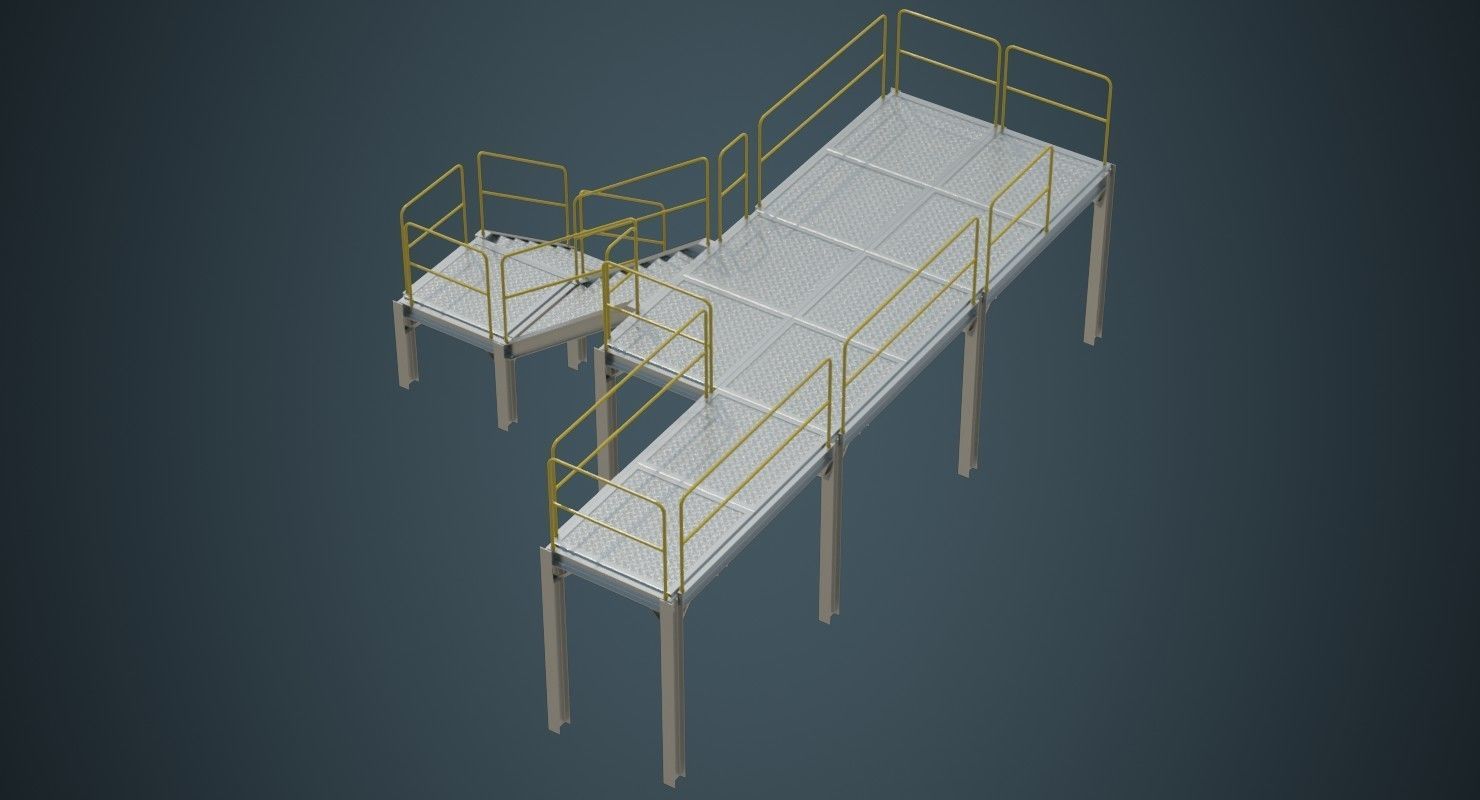 Industrial Platform 1A Low-poly 3D model_1