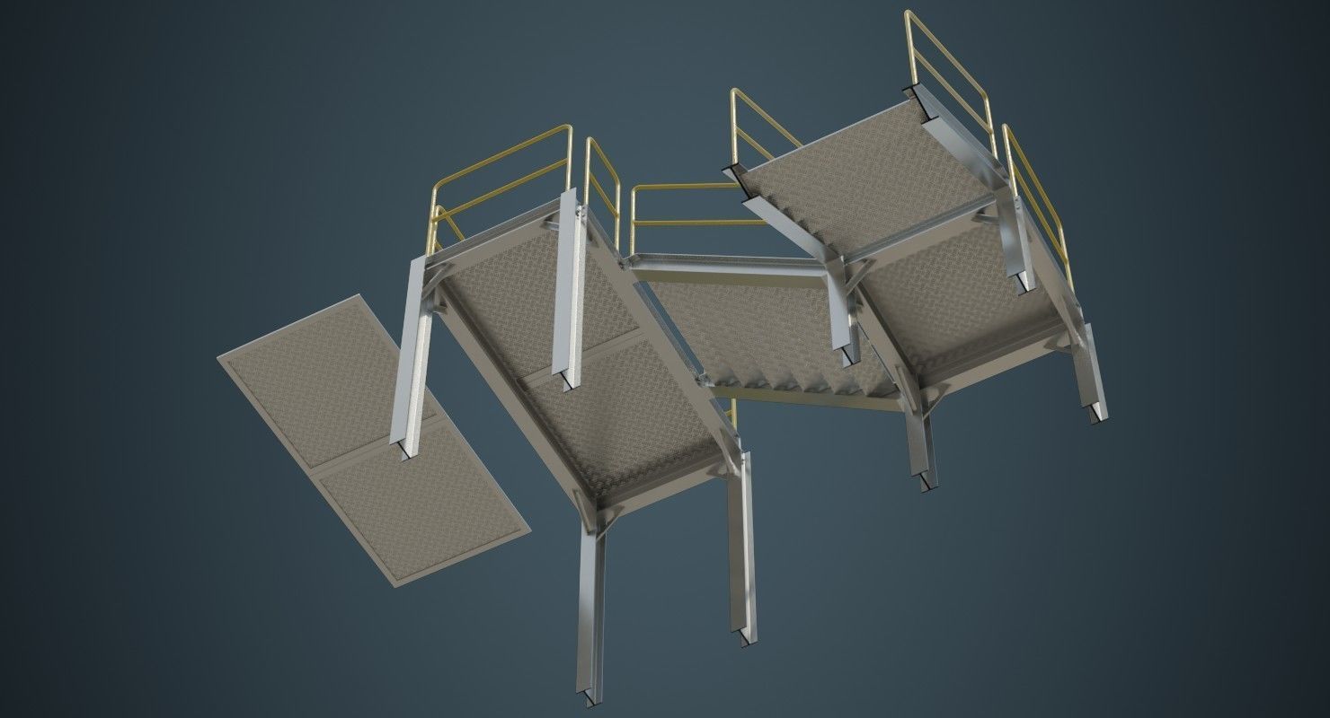 Industrial Platform 1A Low-poly 3D model_7