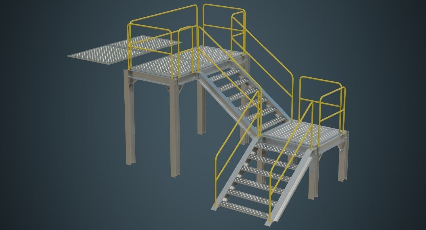 Industrial Platform 1A Low-poly 3D model_3