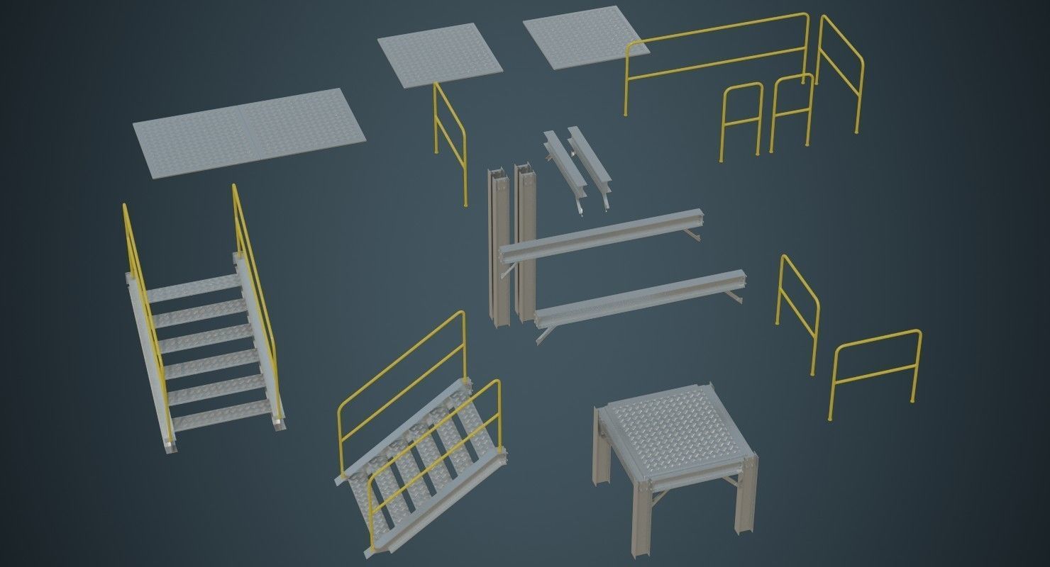 Industrial Platform 1A Low-poly 3D model_10