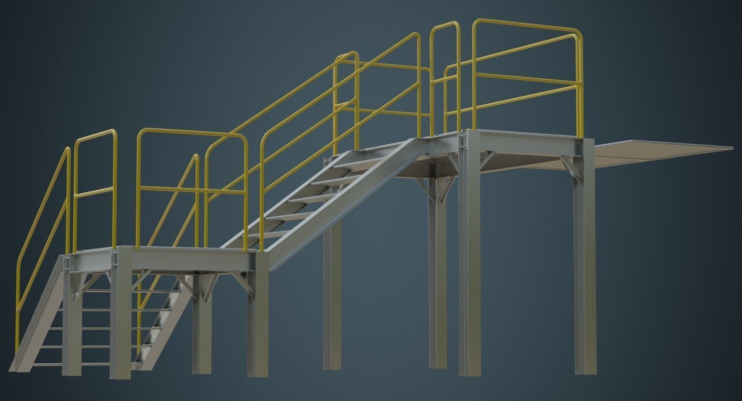 Industrial Platform 1A Low-poly 3D model_6