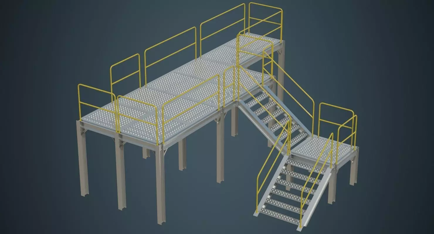 Industrial Platform 1A Low-poly 3D model_0