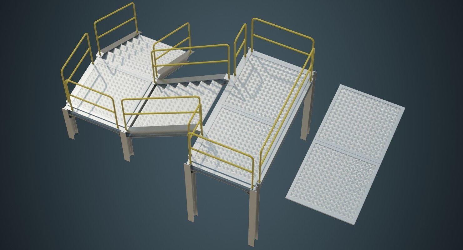 Industrial Platform 1A Low-poly 3D model_5