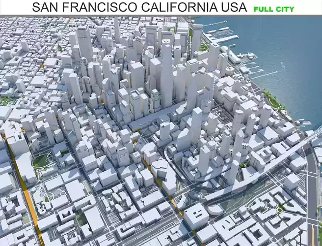 San Francisco City California USA Low-poly 3D model