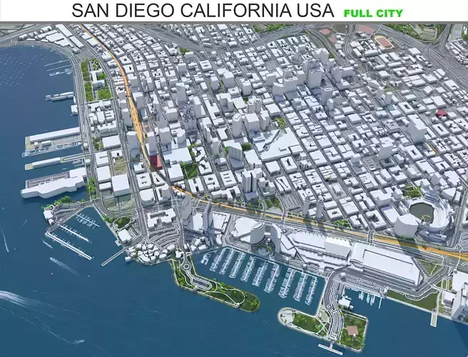 San Diego city in California USA Low-poly 3D model