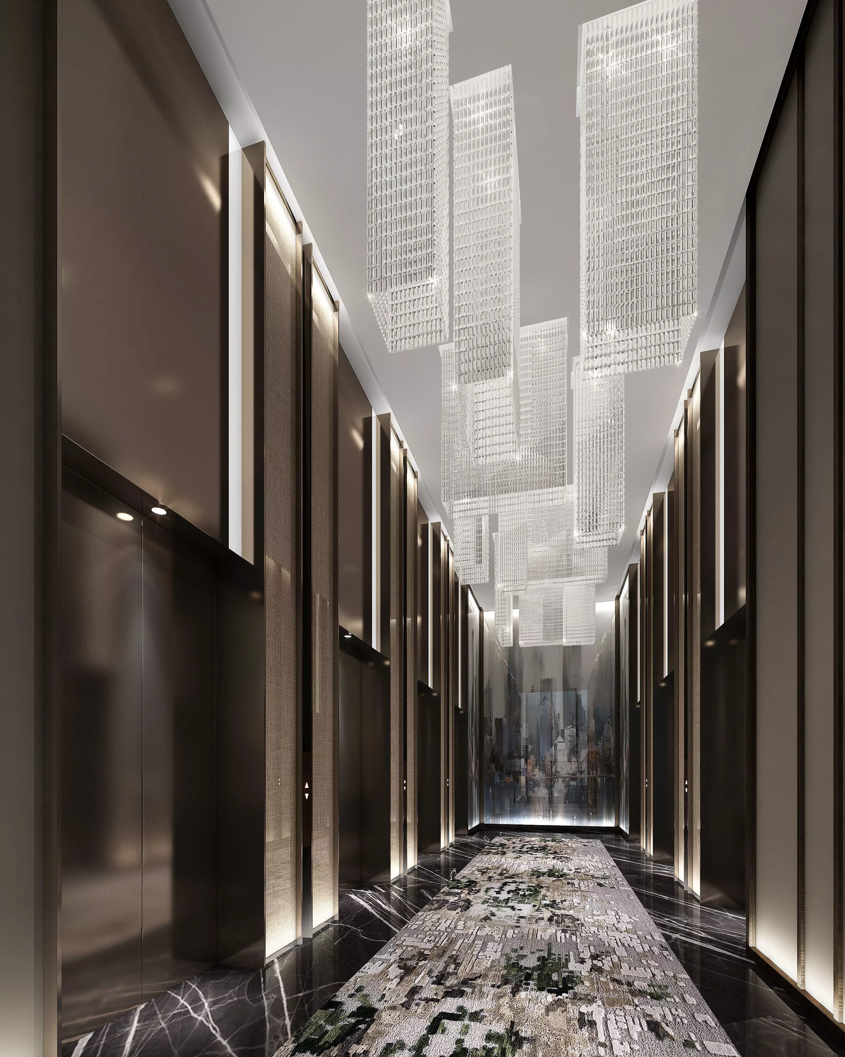 hotel elevator hall 3D model_0