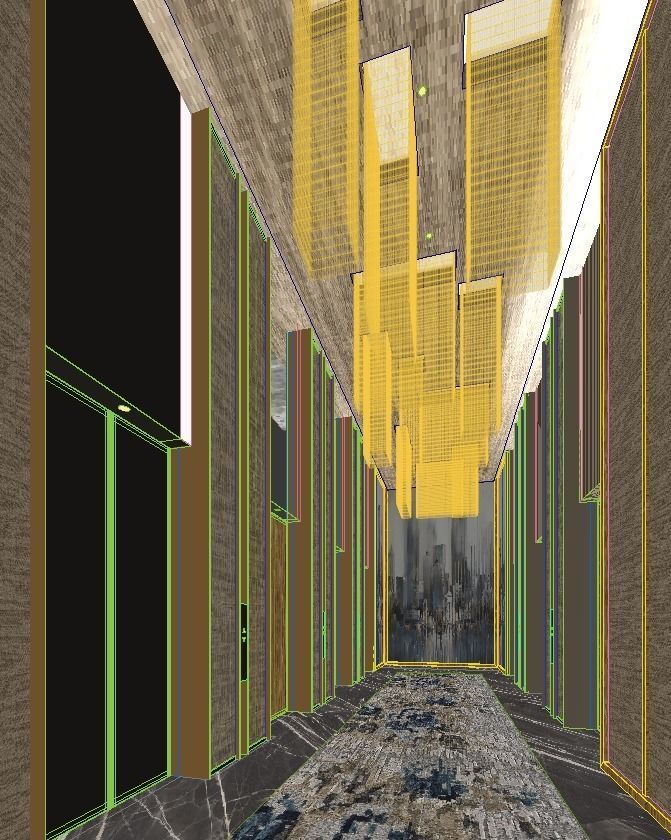 hotel elevator hall 3D model_1