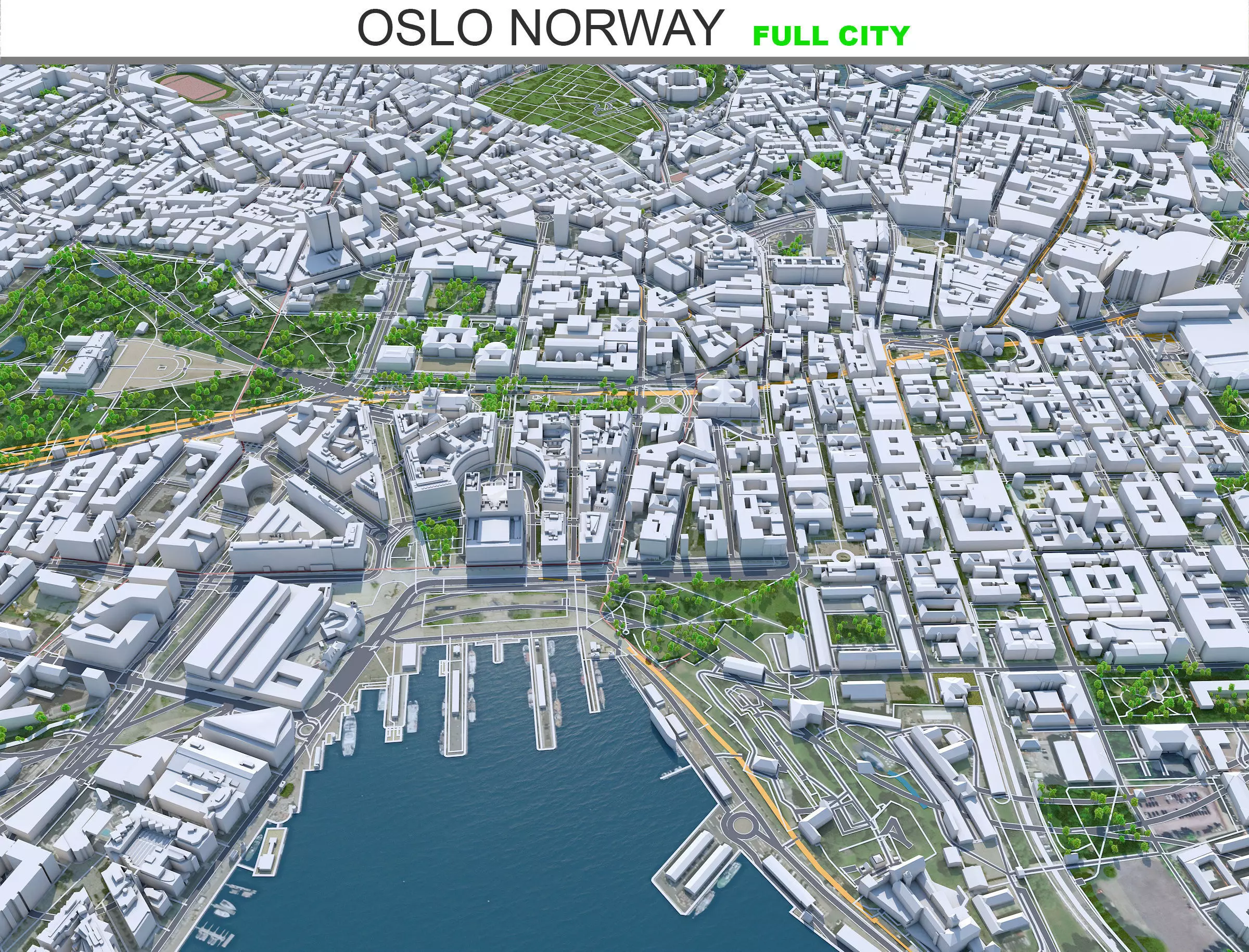 Oslo City Norway Low-poly 3D model_0