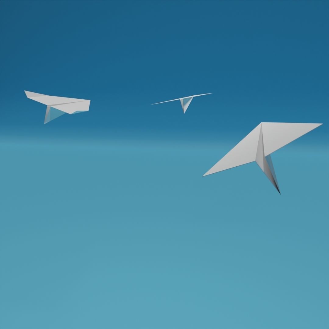Low Poly Paper Airplanes Free low-poly 3D model_1