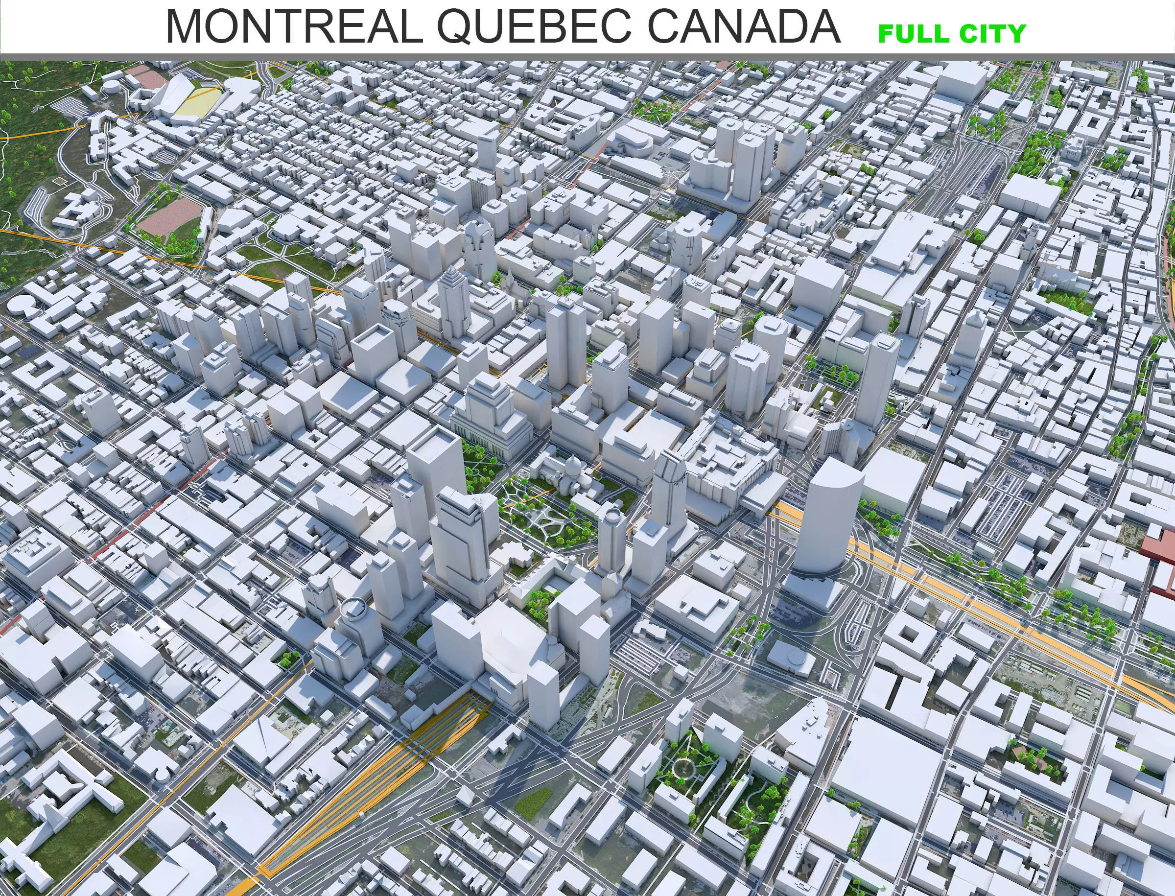 Montreal City Quebec Canada Low-poly 3D model