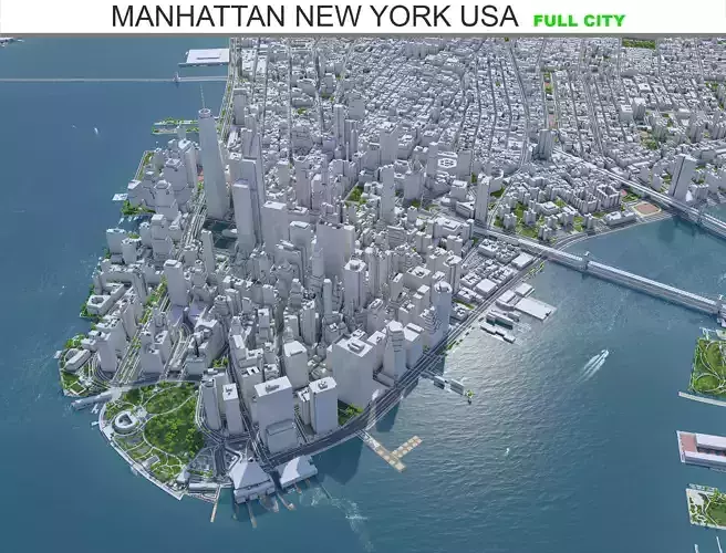 Manhattan in New York USA Low-poly 3D model