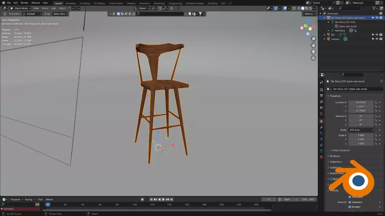 Ripley Bar Counter Stool 3D model_7