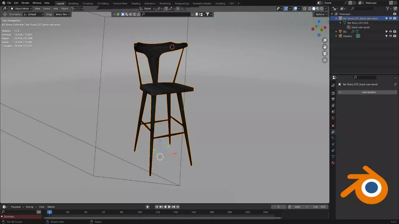 Ripley Bar Counter Stool 3D model_6